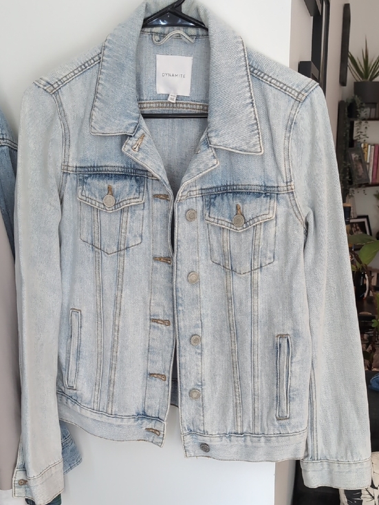 Dynamite Jackets & Blazers - Dynamite Light Blue Distressed Denim Jacket